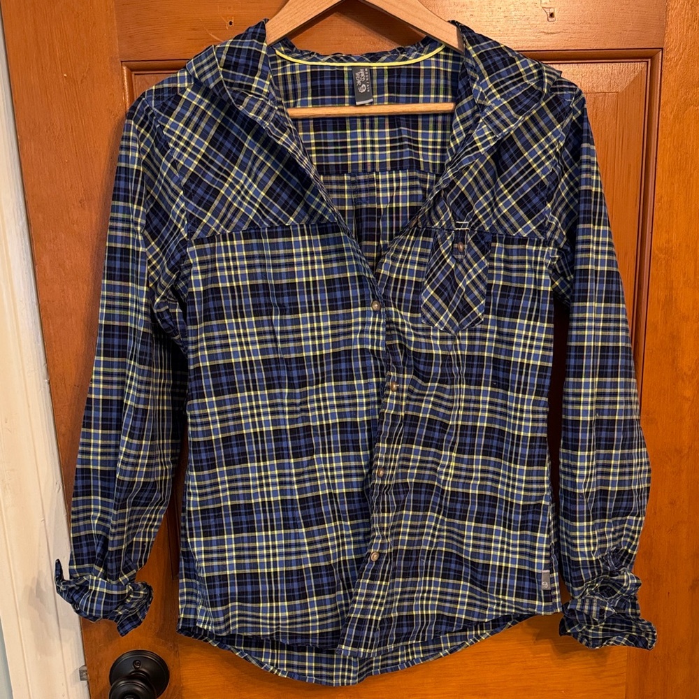 Mountain Hardwear Navy and Yellow Plaid Shirt